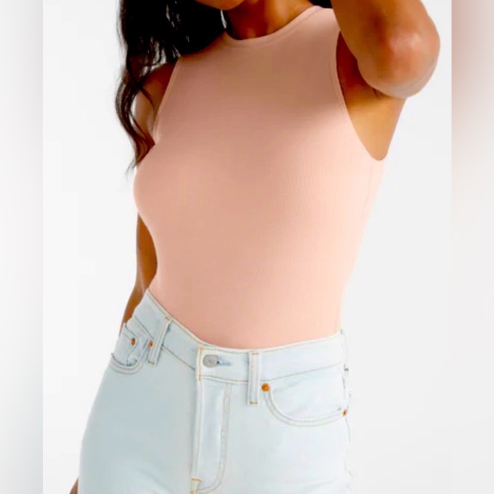 Knix Ribbed Blush Pink Soft Sleeveless Bodysuit Neutral Casual Size Large